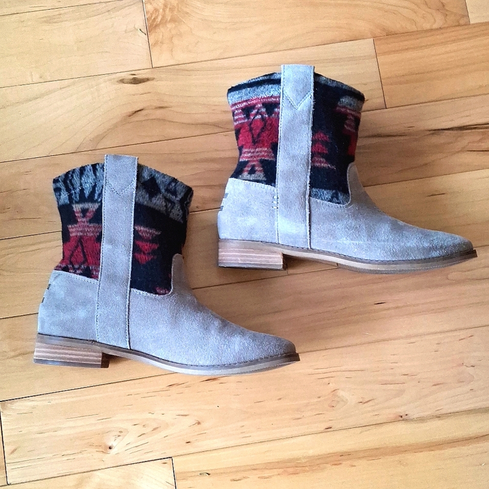 TOMS X PENDLETON "Laurel" Suede Tribal Wool & Suede Booties